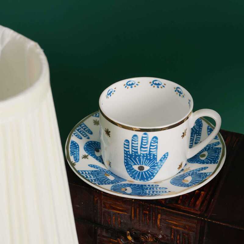 Palm Eye Mug Coffee Cup Saucer suit Ceramic Water Cup European Style Creative Household Tableware Afternoon Tea Cup