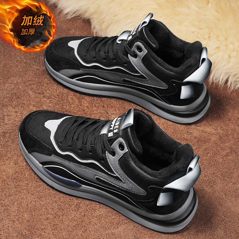 Zapatos de algodón para hombre 2026 invierno nuevo alto vello grueso deporte ocio calentamiento de fondo grueso antifrío zapatos de viaje