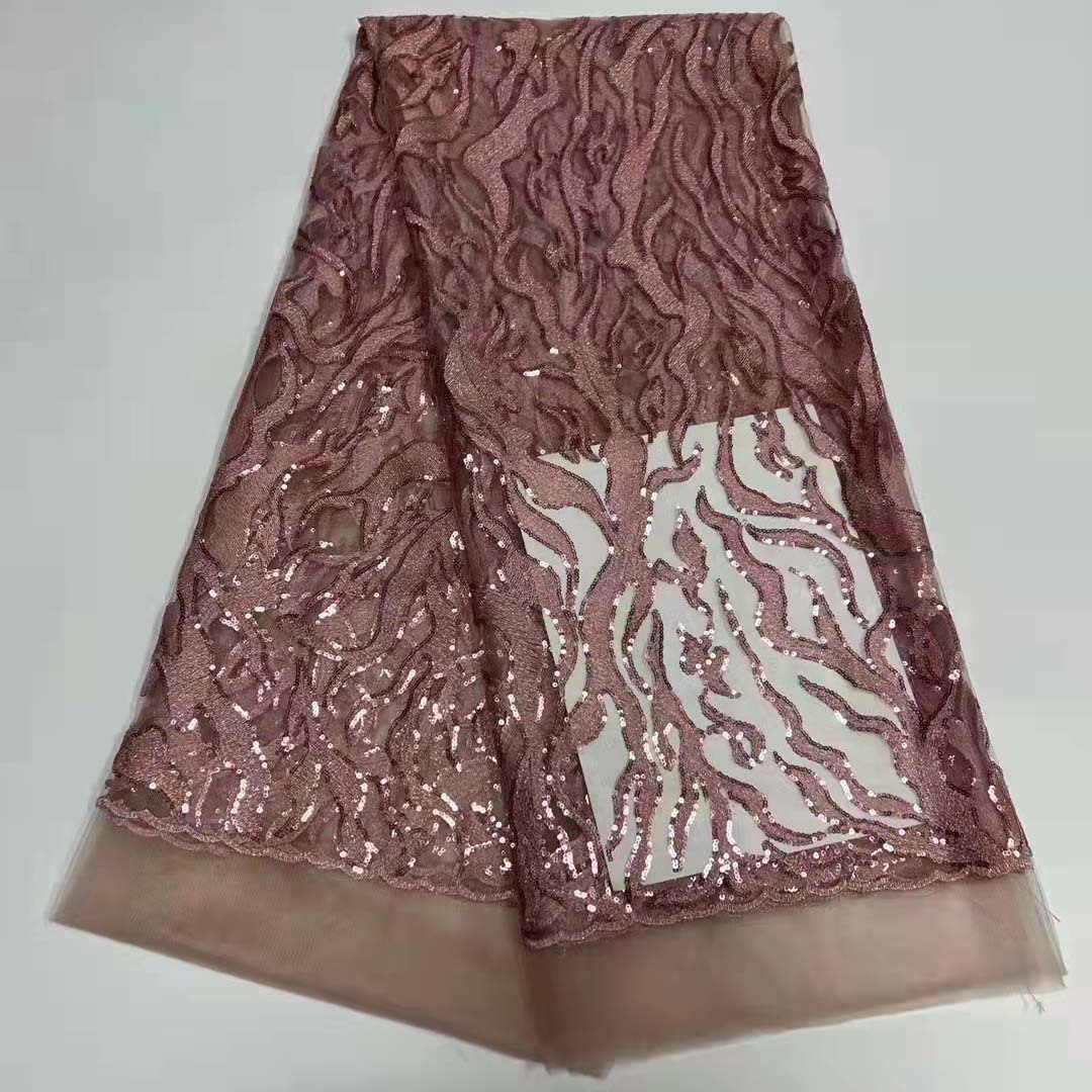 Nueva malla oscuro patrón de lentejuelas bordado accesorios de encaje de Europa y América no-vestido de fiesta de la boda tela de encaje JX1847 image 5