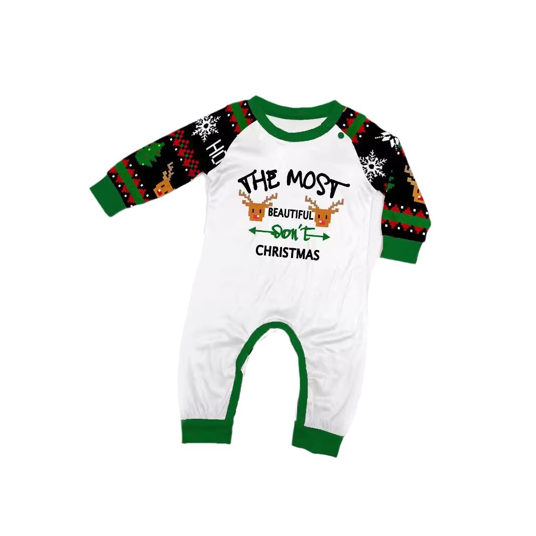 Vánoční rodinné šaty s potiskem vánočního Santa Jelena a sněhové vločky s písmenem Santa_voghion.com