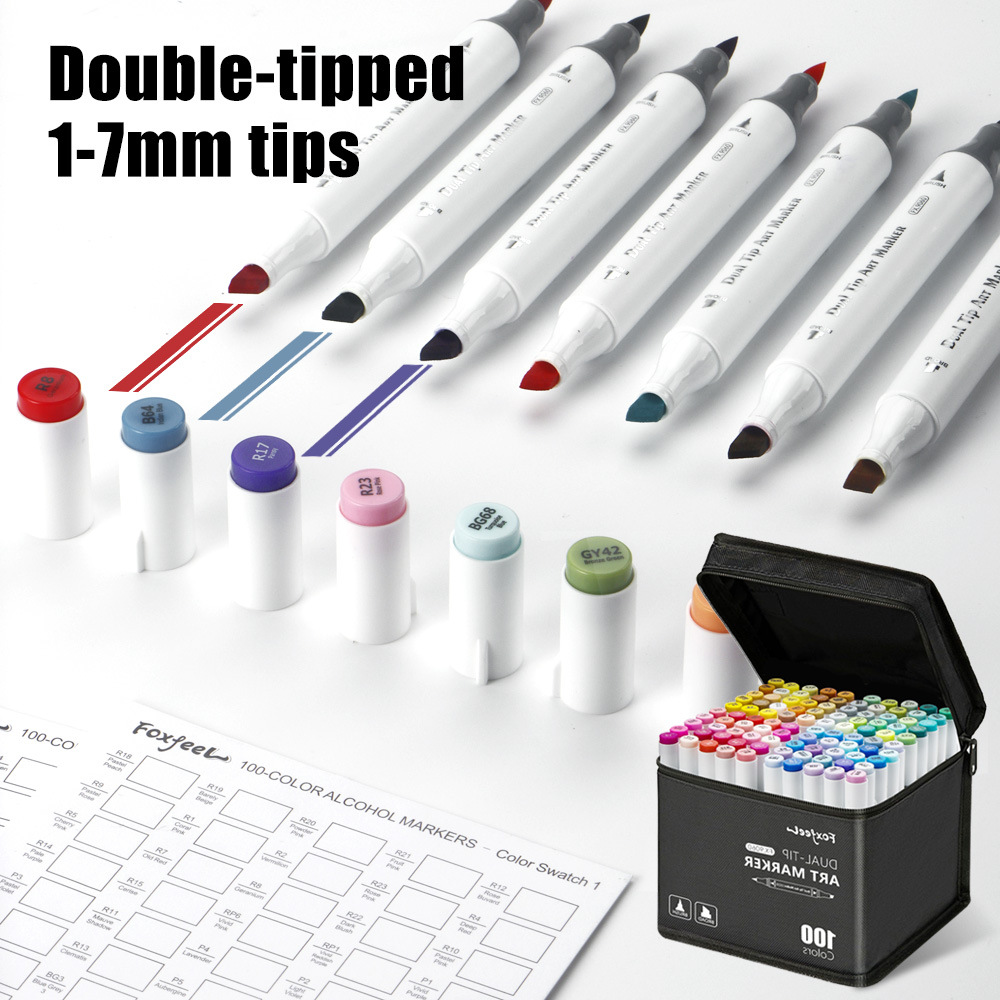 Blanda cabeza marcador bolígrafo conjunto de arte animado color de piel bolígrafo de tela bolsillo de pintura de dos cabezas de acuarela de estudiantes de secundaria