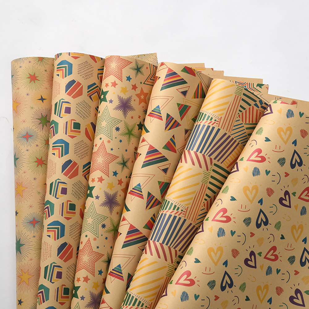 Amazon nuevo papel kraft retro embalaje de regalo de cumpleaños de San Valentín paquete de papel de embalaje al por mayor