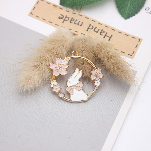 Xipeng diy cartoon pink garland cat and rabbit alloy keychain jewelry accessories pendant pendant