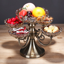欧式水晶玻璃多格水果盘双层美式客厅茶几家用糖果干果零食盘