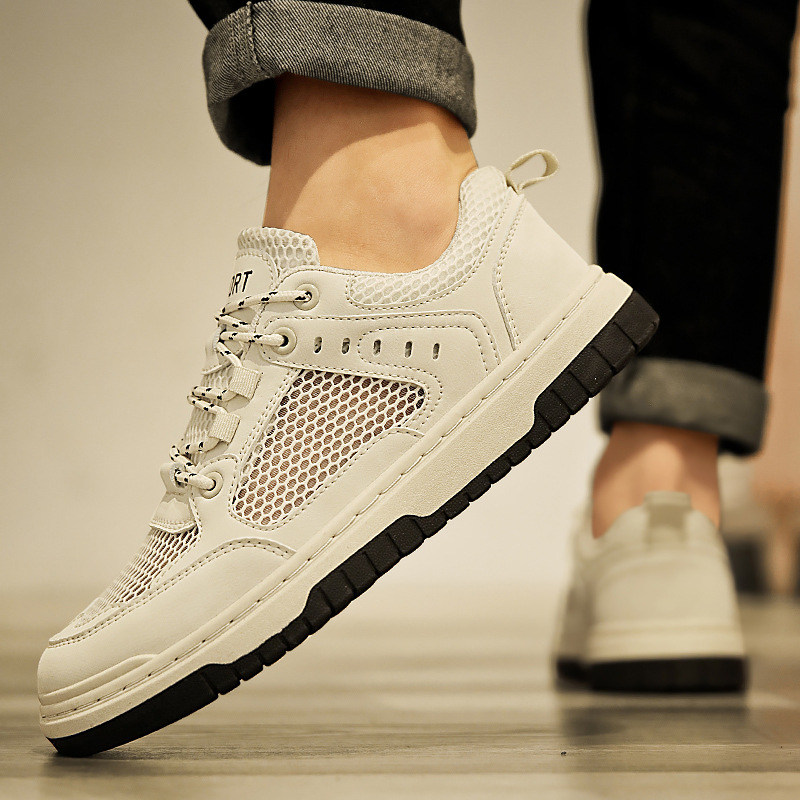 Herr Skateskor Sommar Andningsbara Deodorant Mesh Tunn Sektion Ihålig Casual Sport Herrskor Ungdom All Match Vita Skor_voghion.com
