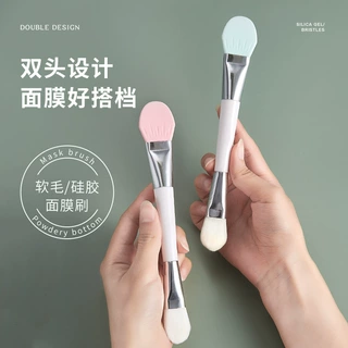 厂家现货双头面膜刷硅胶面膜刷子泥膜调膜棒便携涂抹化妆刷子跨境