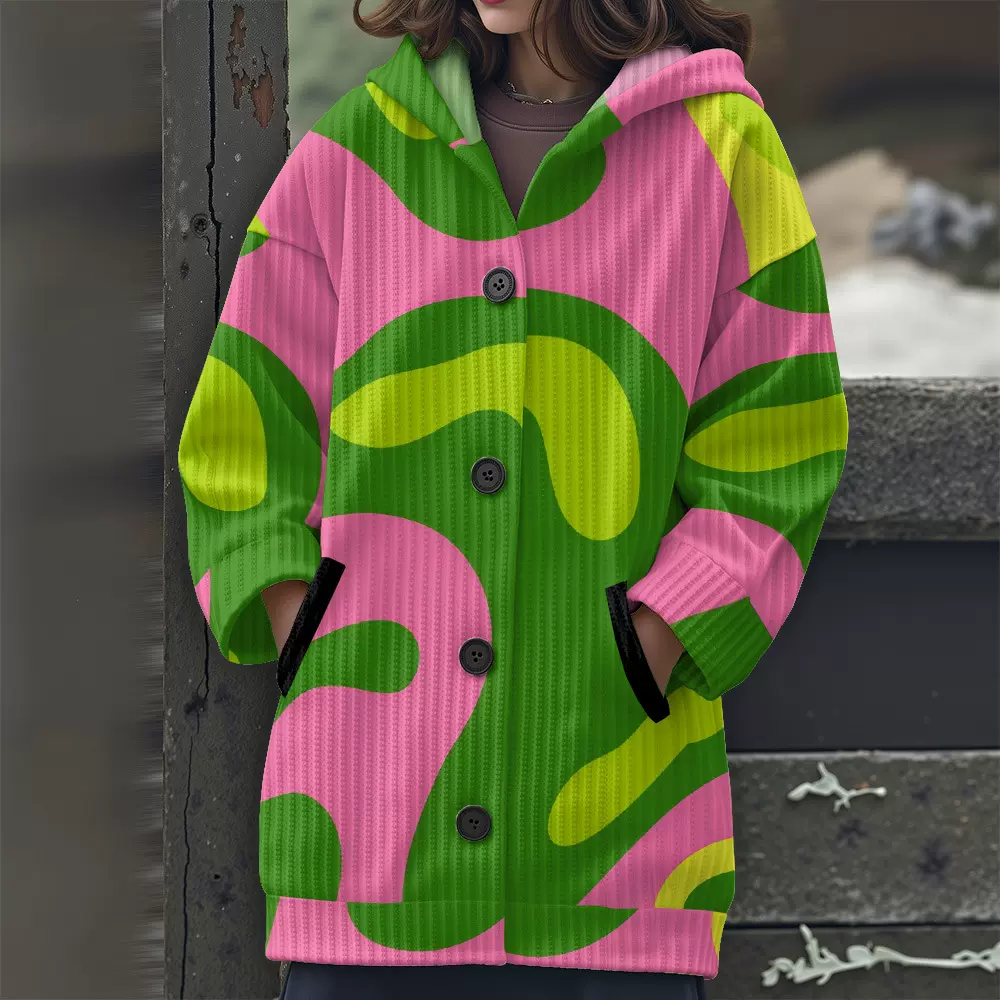 temu亚马逊2025跨境秋冬拉链女针织开衫毛衣300g坑条针织毛衣布