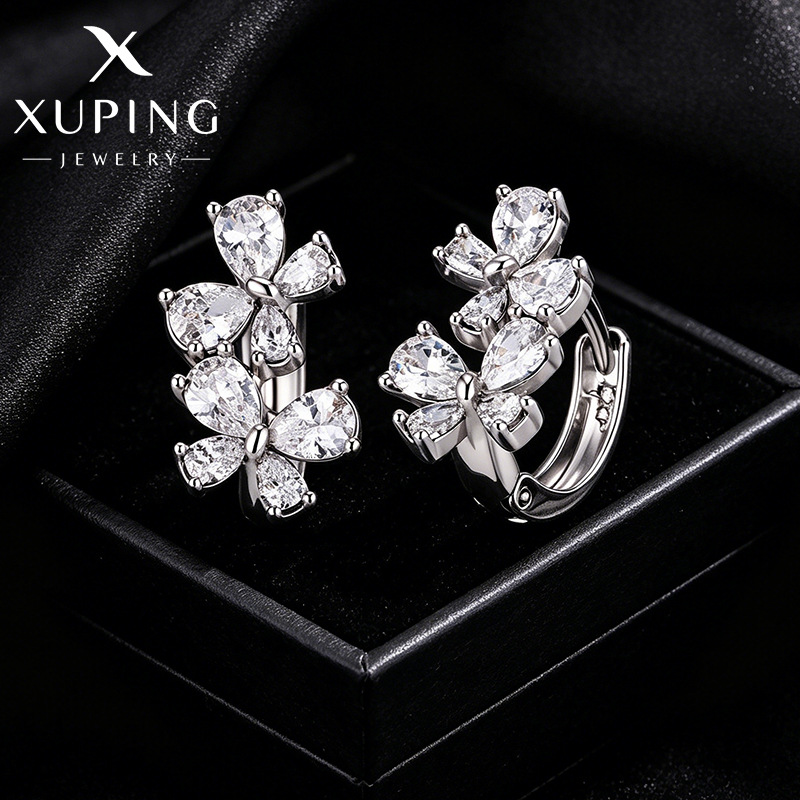 Xuping joyería estilo de moda europea y americana aretes exagerados doble fila brillante aretes de aretes de arroz de arroz pendientes de arroz transfronterizos aretes al por mayor