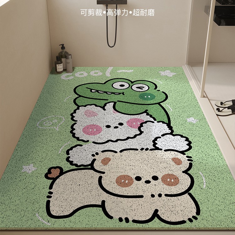 Cartoon Bathroom Wire Hoop Hollow Bottom Anti-Slip Mat Dopamine Animal Shape Shower Mat Household Cuttable Anti-Slip Mat
