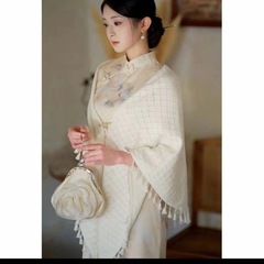 新しい中国風の小さなチャイナ ドレス タッセル ショール女性のアウターウェア中国風カーディガン美術学生デザインハイエンド市松模様のマント