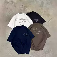 Cole Buxton minimalist cursive slogan logo printed short sleeved T-shirt made of cotton 260g, niche summer