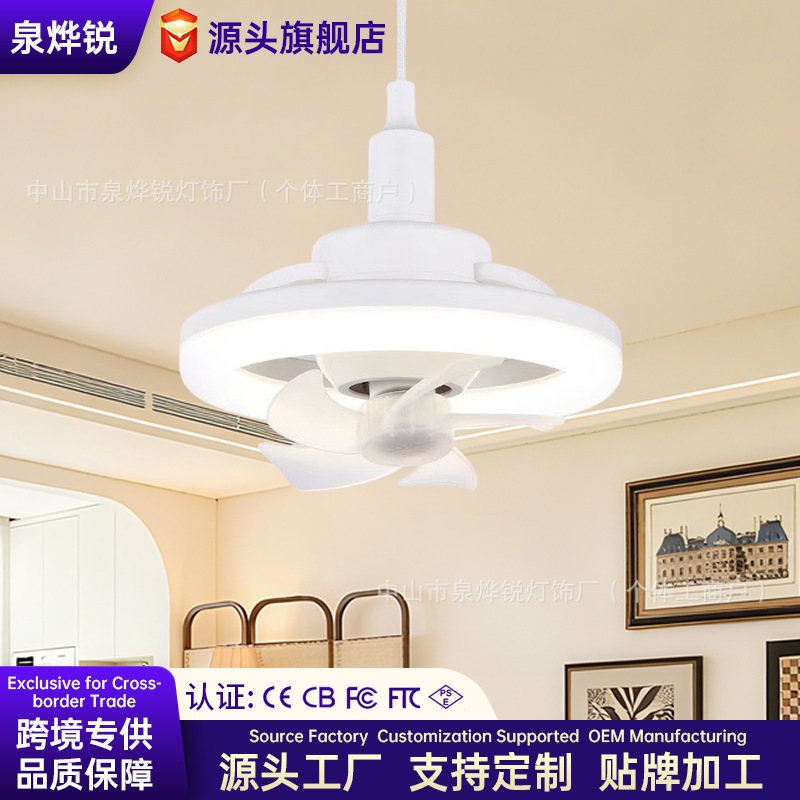 Screw-Mount High-Power Led 360-Degree Rotating Silent Fan Light Bulb with Remote Control Dimming and Oscillating Ceiling Fan Light with Adjustable Brightness