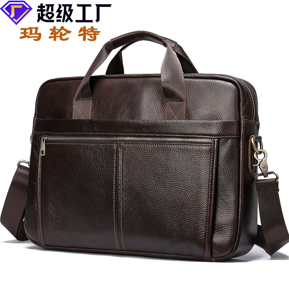 Marant cross-border first-layer cowhide business bag men's portable briefcase simple cross-body shoulder bag trend 8572