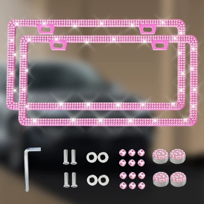 Plastic Acrylic Diamond License Plate License plate holder/license plate holder - square-hole-sharp-corners-narrow-edge-double-piece-powder