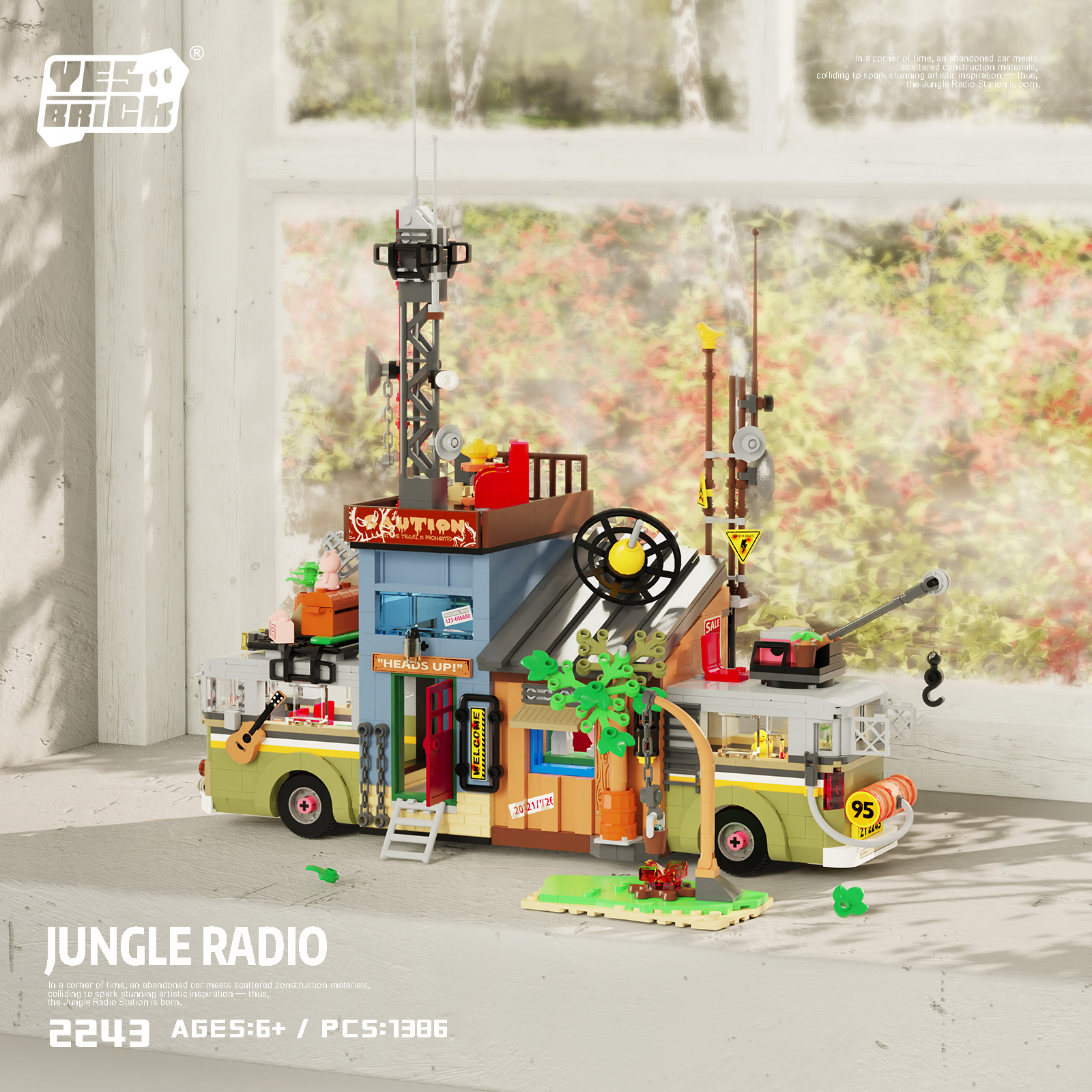 Brick también serie nueva 2243 estación de radio jungla construcción puzzle puzzle de construcción juguetes para niños y niñas regalos
