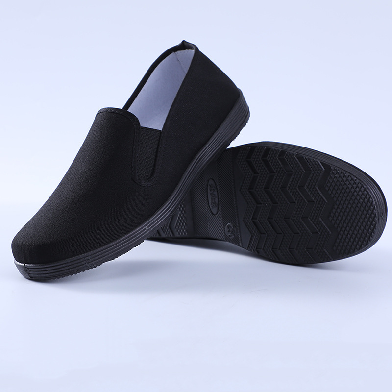 2021 Injection Molding Shoes Solid Color Flat Heel Black Low-Top Round Toe Old Beijing Style Cotton Fabric Shoes In-Stock Canvas Shoes