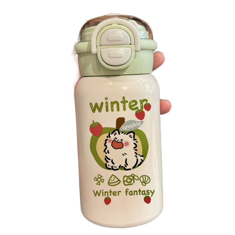 Taza de plástico nueva doble cubierta portátil de gran capacidad paja adorable taza de agua de alto valor facial para niños