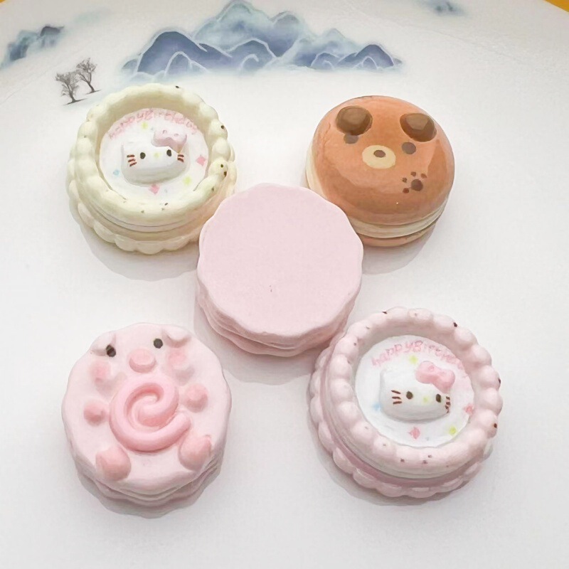 Cartoon Food Play Donut Resin Accessories Cream Glue Handmade DIY Refrigerator Key Chain Cake Dessert Jewelry