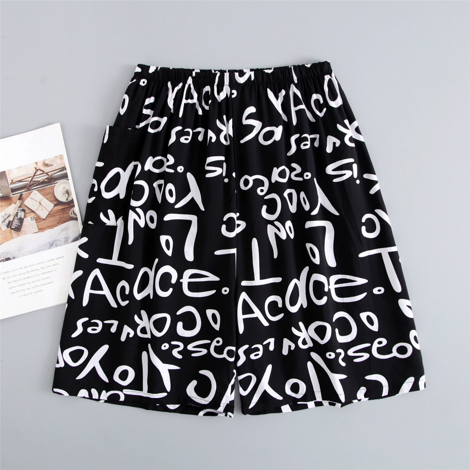 Beach trousers for leisure, shorts, 3D, plus size