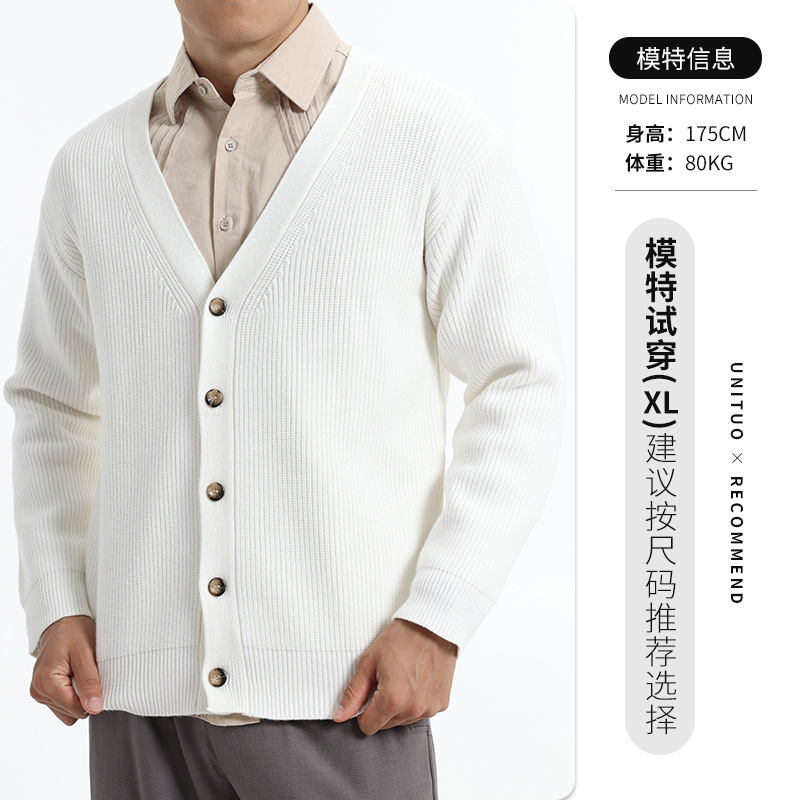 Hombres botón de viento perezoso jersey de punto Cardigan chaqueta de hombre otoño y invierno estilo coreano casual suéter holgado versátil