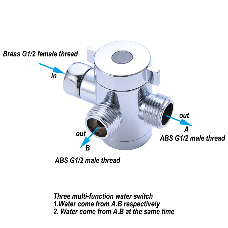 Xiamen manufacturers bathroom accessories electroplating shower tee diverter diverter American showerhead boom adapter