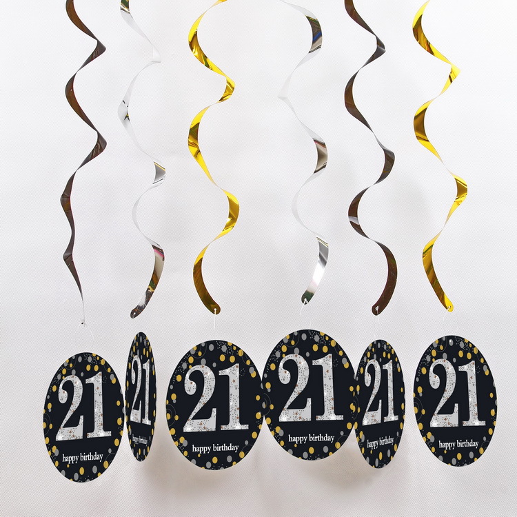 Colgante espiral negro de 21 años - 6 piezas / conjunto