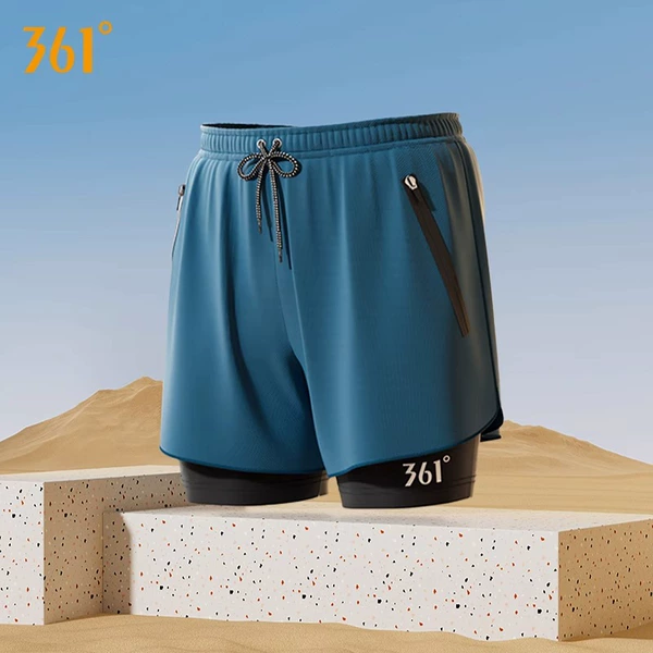 [Double -layer embarrassing swimming trunks/beach pants] Ink green 4001