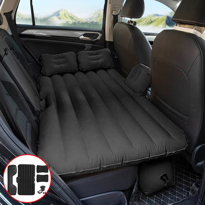 Qìchē Car Interior Folding Bed Thickened PVC Flocking Inflatable Mattress (Vehicle-mounted inflatable bed) - black