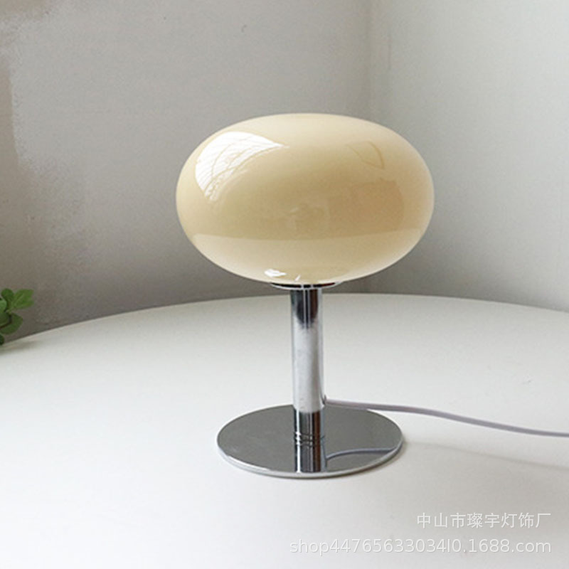 Lollipop Table Lamp Middle Cream Glass Living Room Bedroom Model Room Simple ins Girl Heart Decorative Table Lamp