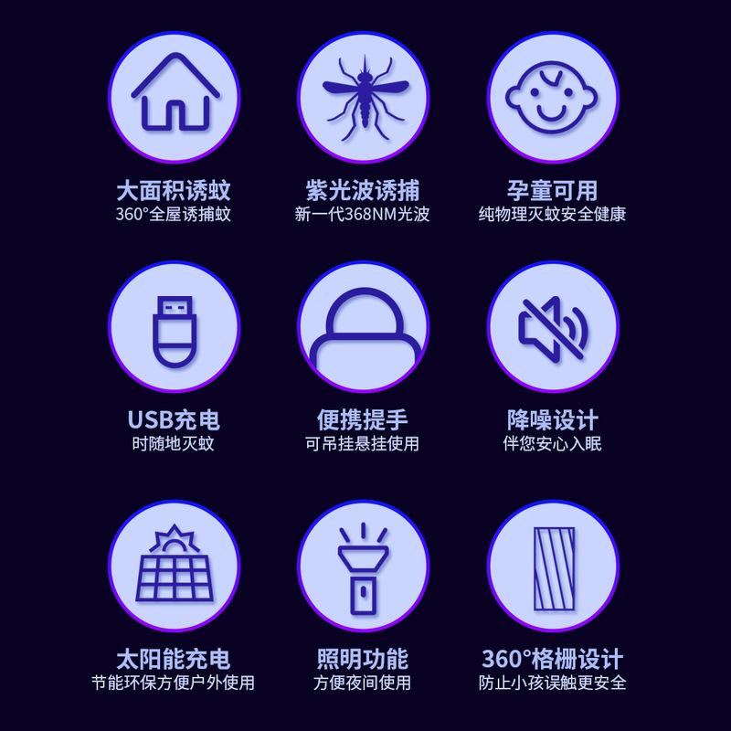 国境を越えた新製品太陽エネルギー蚊取り器照明緊急ランプ電気ショック式蚊取り器多機能吊り下げ蚊取りランプ|undefined