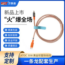 适用Type—C安卓苹果手机1米2米充电线 ATOC 30W黄金软管快充线