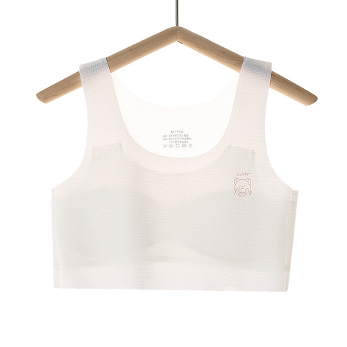 Breathable, traceless, wide shoulder strap, anti-bulge, back-beautiful underwear for junior and high school students, girls' underwear during the summer development period