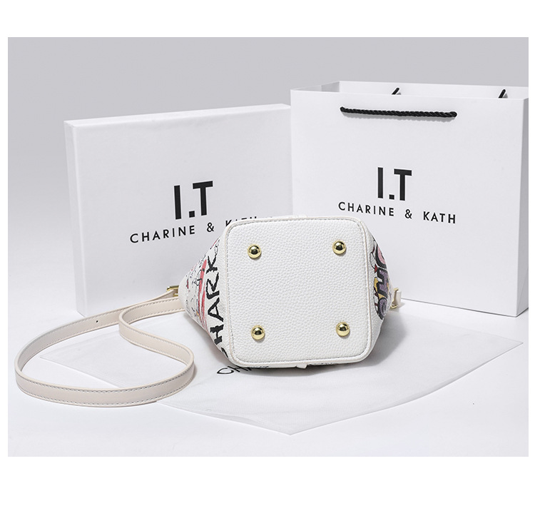 Little Bear Graffiti Basket Bucket for Women 2024 New High end Fashion Versatile Handheld Crossbody Bag_voghion.com