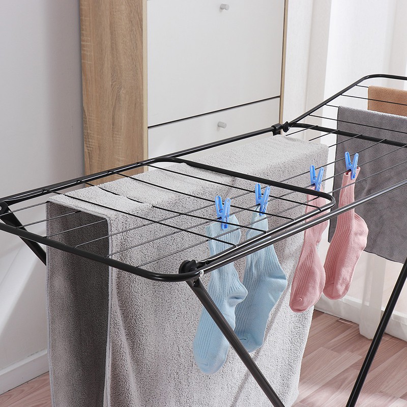Balcón patio quilt rack gran ala percha de secado plegable para interior y exterior varilla de secado tipo suelo