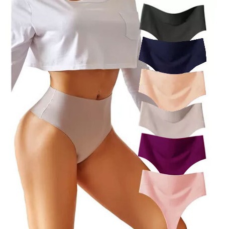 High-Waisted Sports Anti-Chafing Women's Underwear, Seamless Ice Silk T-Shaped Yoga Quick-Drying Thong for Girls, Ice-Feel Butt-Lifting