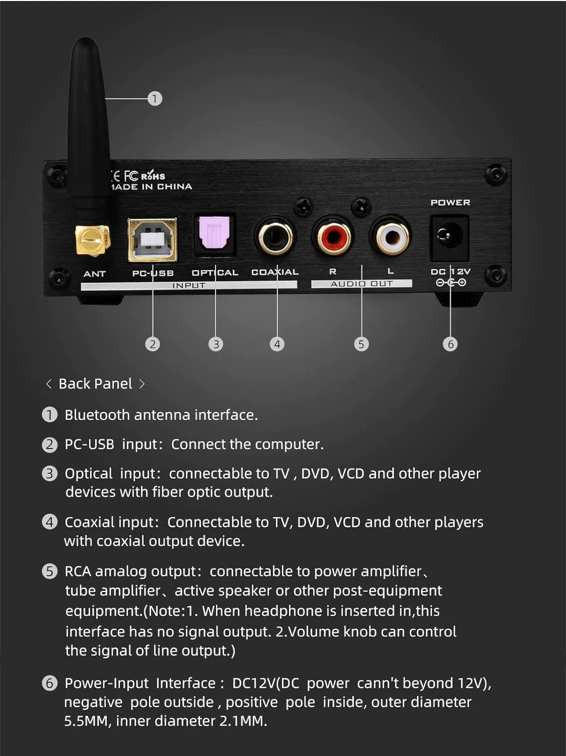 Цифровой аудиодекодер DAC-X6 MKII Bluetooth 5.0, DAC 24-бит/192 кГц