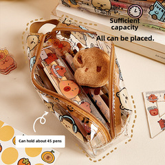 卡皮巴拉筆袋女小學生女生2024年新年款大容量透明文具小眾鉛筆盒