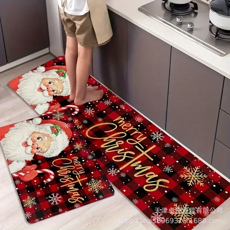 クロスボーダークリスマスグリンチフロアマットキッチン吸水・吸油フットマットホリデーデコレーションカーペット玄関ドアマット|undefined