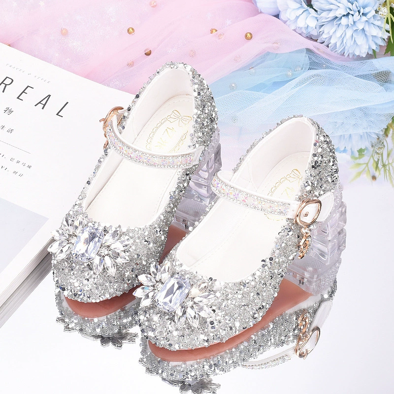 Серебряные туфли для шоу-моделей для девочек