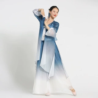 古典舞服装夏季纱衣演出服上衣身韵飘逸舞蹈基训开衫长款练功服女