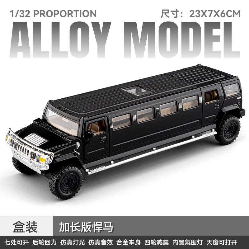 1: 32 Hummer Modelo de aleación extendida - Negro