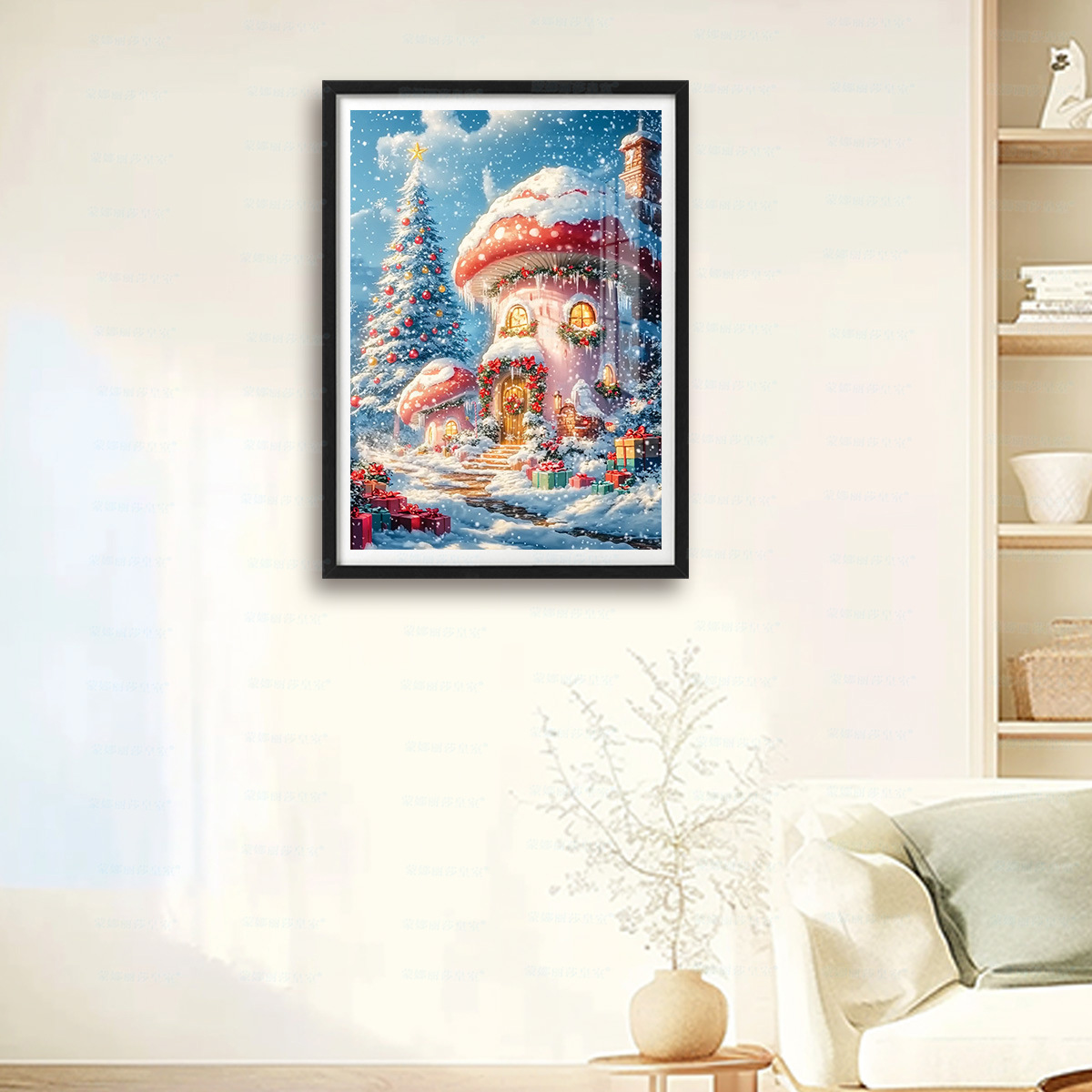[Algodón importado] Mona Lisa Real Hielo y Nieve Hongo Casa de dibujos animados sala de estar bordado a mano image 4