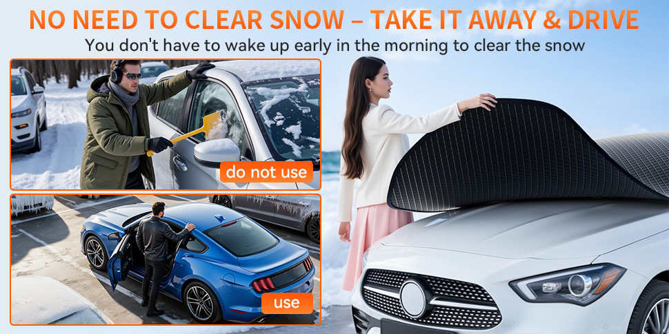 Car Snow Cover, Front Windshield Cover, Thickened Anti-Frost, Anti-Freeze, Sun Protection, Car Sunshade, Car Cover