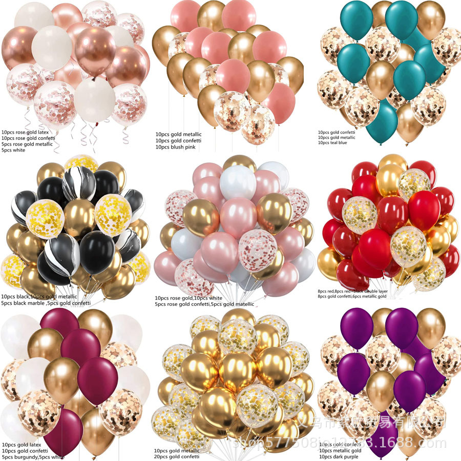 Metal oro rosa globo de látex Combo vino rojo Globos Paquetes cumpleaños boda paquete 30 Pack