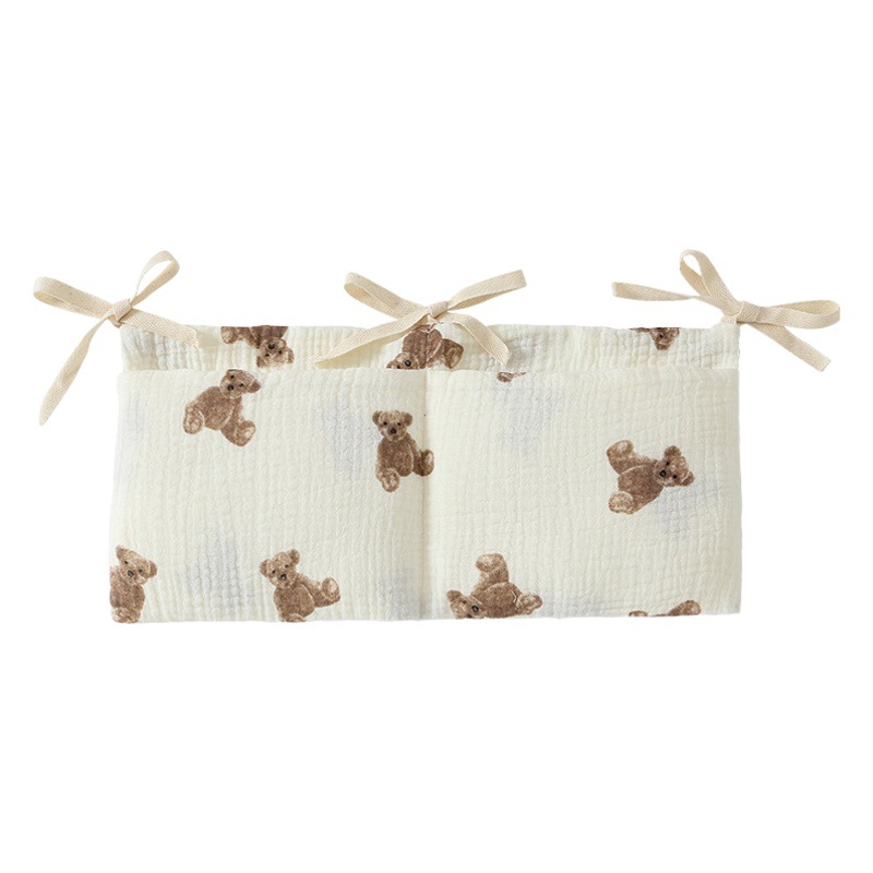 Cama de bebé que cuelga almacenamiento bolsa de almacenamiento de pañales bolsa de noche que cuelga la cama de los niños pañales laterales bolsa de pañales de algodón para bebés