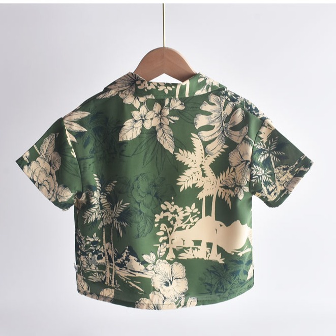 녹색 꽃무늬 셔츠