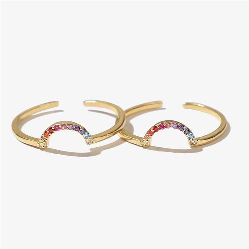 Fashion Geometric Copper Open Ring Plating Zircon Copper Rings