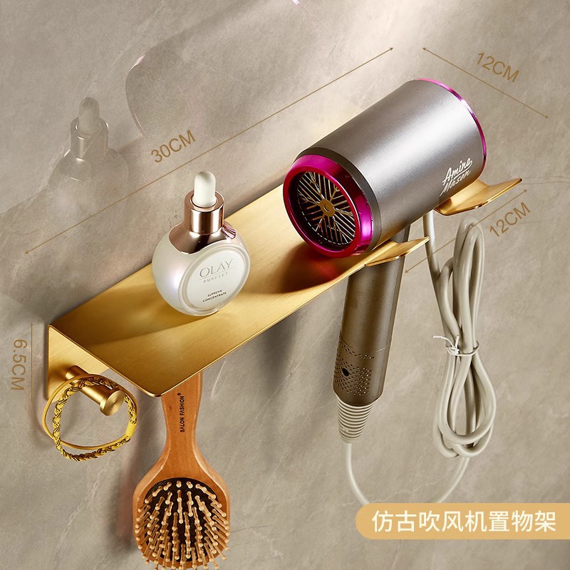 전체가 구리로 제작된 앤티크 헤어드라이어 보관함(나사/못이 없는 접착제 포함)