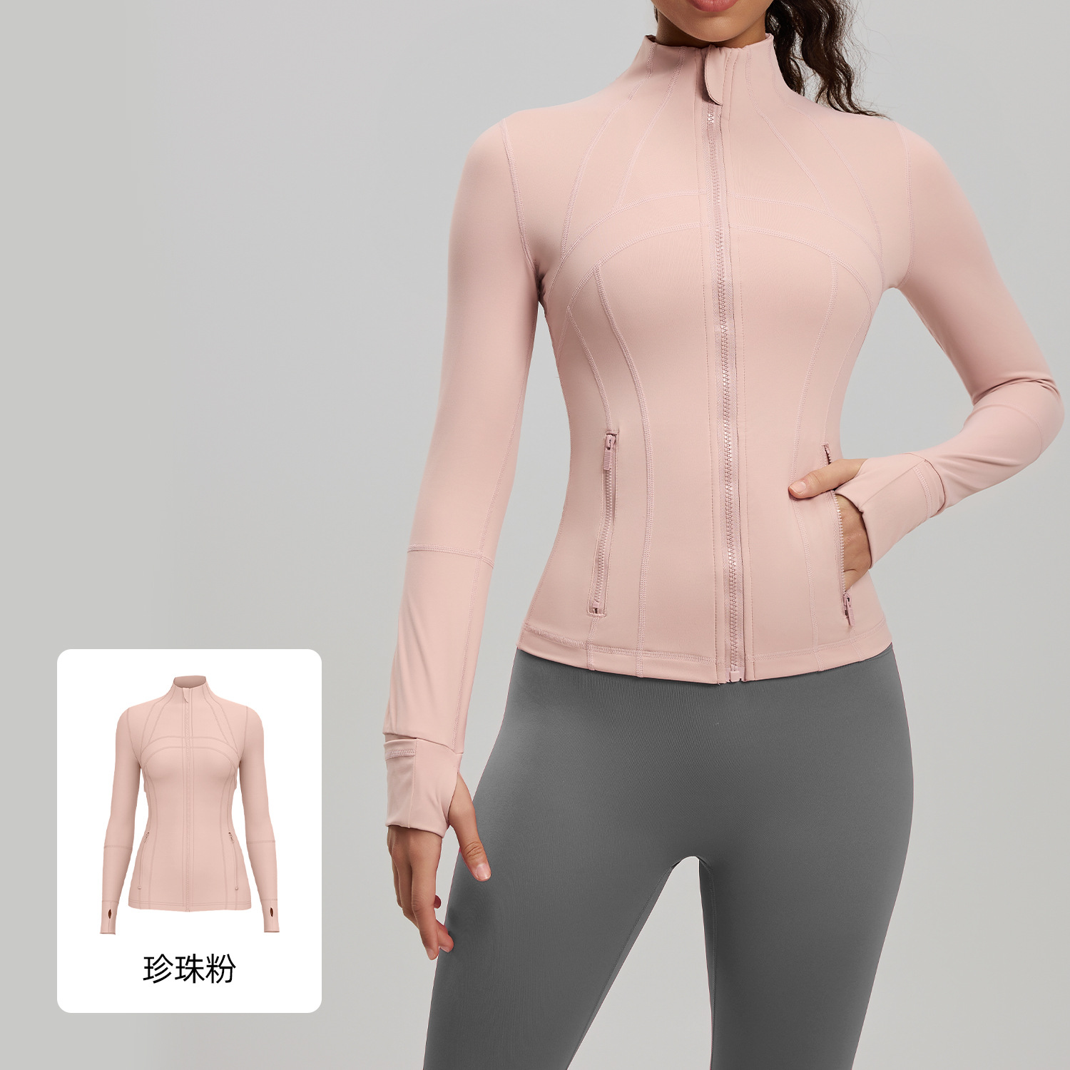 Juyitang chaqueta de yoga ajustada chaqueta deportiva de fitness desnuda ajustada para mujer