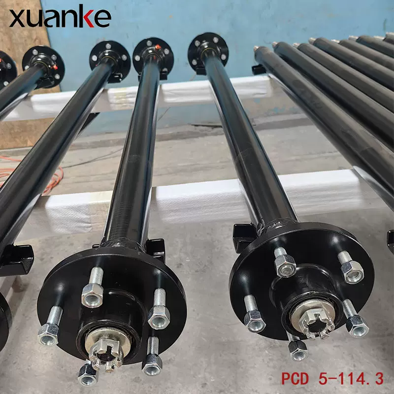 来样定制拖车轴车桥机械刹电刹车轴 游艇房车圆轴轮毂车轴总成